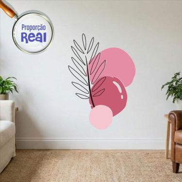 Imagem de Adesivo Floral Boho Rosa Estilo Nórdico 100x69 Minimalista Mod.02