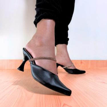 Imagem de Sapato Feminino Scarpin Salto Médio 6cm Aberto Com Strass 124 - Mozion