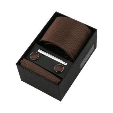 Imagem de Conjunto De Gravata Masculina De Luxo Em Cor Sólida Com Lenço De Bolso