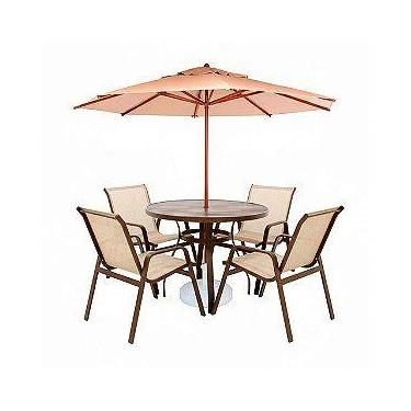 Imagem de Jogo Conjunto De Mesa Com 4 Cadeiras Aluminio + Guarda Sol - Sarah Móv