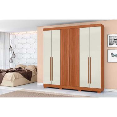 Imagem de Guarda Roupa Livorno 6 Portas Ripado 2 Gavetas - Cinamomo Off White - Aramóveis