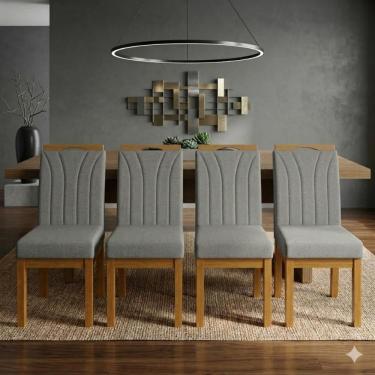 Imagem de Conjunto 4 Cadeiras Blend Linho para Mesa Sala de Jantar