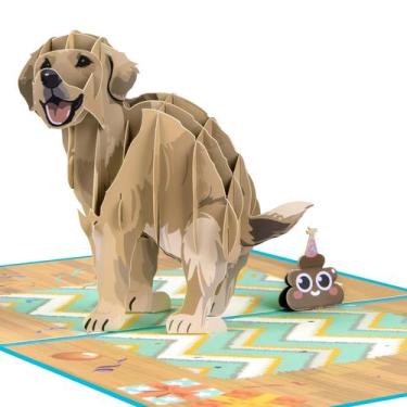 Imagem de Cartão Pop-Up de Aniversário com Cachorro Greeting Art 20x15 cm
