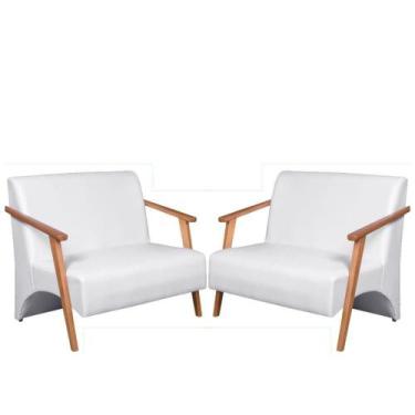 Imagem de Kit 2 Poltronas Namoradeira Venus Braço Madeira Maciça Tecido Sintétic