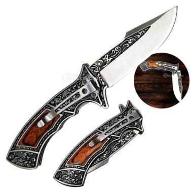 Imagem de Canivete Tático Dobrável 22cm Lâmina 10cm Aço Inox Semiautomático SLKD