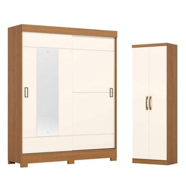 Imagem de Guarda Roupa 02 Portas De Correr Amsterdã B66 Com Armário Multiuso Margarida Cinamomo O...