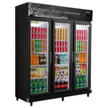 Imagem de Expositor Vertical 3 Portas De Vidro RF022 Preto Frilux 220V
