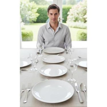 Imagem de Conjunto 6 Pratos Sobremesa Vidro Branco 19cm Elegantes - Congratulati