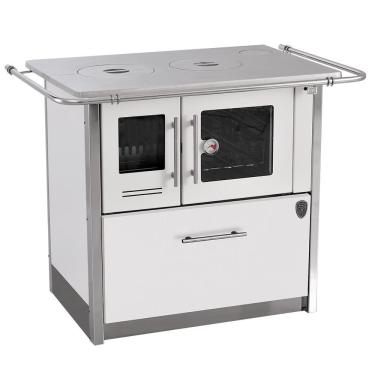 Imagem de Fogão a Lenha Fornos Pinhal Eclipse Direito Branco Chapa Aluminio N2 com Forno Inox Cai...