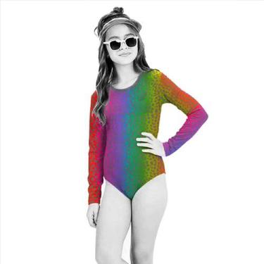 Imagem de Maiô Body Manga Longa C Proteção Solar Uv 50 Menina Oncinha - anjo da 