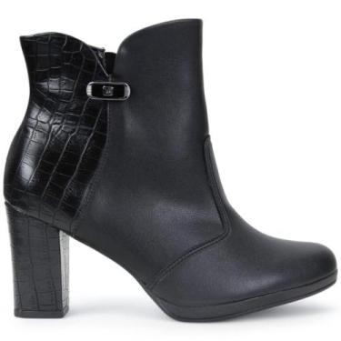 Imagem de Bota Cano curto Piccadilly Salto Alto 130240 Feminino, 37, Preto