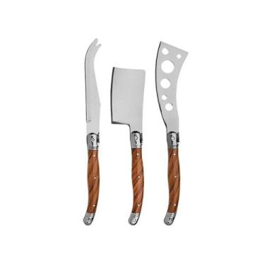 Imagem de Conjunto De Facas Para Queijo Cor Madeira 3 Peças Hauskraft