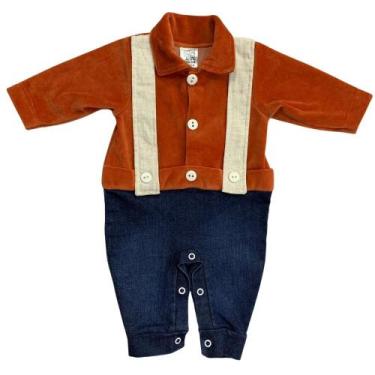Imagem de Macacão bebe menino jeans de inverno - MULEKA SAPEKA, Mostarda, P - 0 