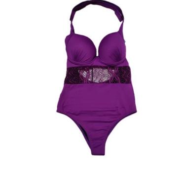 Imagem de Maiô Com Bojo Amarração Pescoço Plus Size - dani lingerie, Violeta, 52