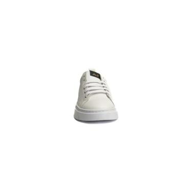 Imagem de Sapatênis Feminino AC Jeans Couro Branco com Detalhe  Plataforma Confo