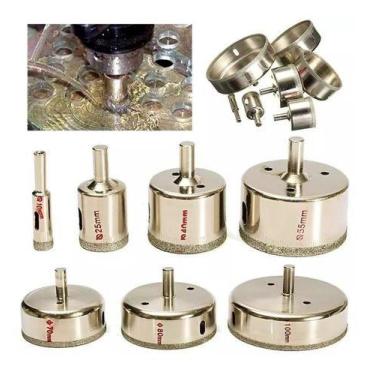 Imagem de Kit 7 Serra Copo Diamantada Furo Em Azulejo Pisos 10 A 100mm - Mytec S