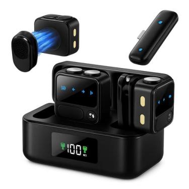 Imagem de Microfone Lapela Sem Fio Duplo Tipo-C e Lightning C/ Case - Dexin