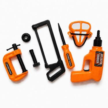 Imagem de Kit de Ferramentas de Brinquedo Infantil Handy Tool Set Faz de Conta com EPI Laranja Draik