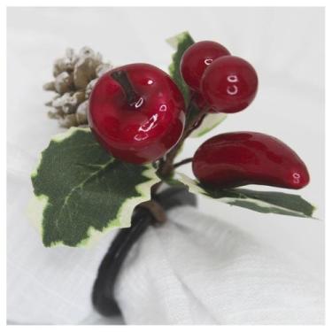 Imagem de Porta Guardanapo Natalino Com Frutas Vermelhas E Pinhas - Gici Christm