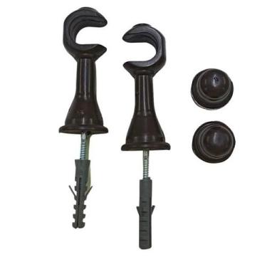 Imagem de Kit 6 Suportes Para Varão De Cortina 19mm Com Ponteiras E Buchas PVC R