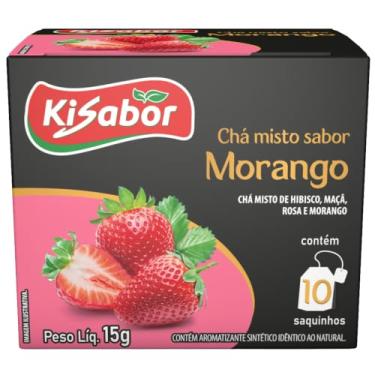 Imagem de Kisabor, Chá de Morango Flores & Frutas, Para infusão, 15 Gramas com 10 Saquinhos