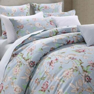 Imagem de Capa de Edredom Branddream Casal 79x86" Floral Azul 800TC - Brandream