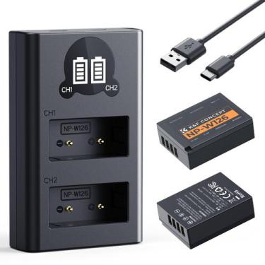 Imagem de Carregador de Bateria K&F Concept NP-W126 1300mAh Kit com 2 Unidades