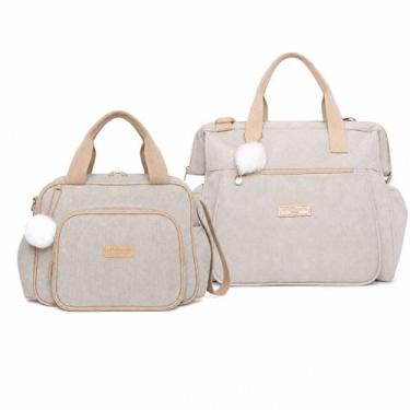 Imagem de Kit Bolsas Maternidade Pirulitando G+P Aconchego Marfim, Marrom claro,
