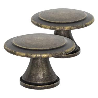 Imagem de 2 Puxador Redondo Ponto Para Móveis Porta Gaveta + Parafusos (Ouro Velho)