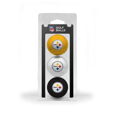 Imagem de Team Golf Bolas de golfe NFL Pittsburgh Steelers tamanho regulamentado, pacote com 3, impressão colorida e durável do time