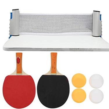 Imagem de Conjunto de tênis de mesa portátil rede telescópica raquetes de rack anti-derrapante para crianças/adolescentes/meia-idade/velhice Prática e jogo casual