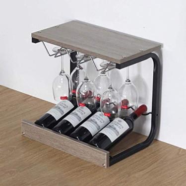 Imagem de Pkfinrd Rack de vinho vintage para decoração de vinhos, rack de exibição de madeira maciça, multi garrafas, rack de exibição familiar com várias camadas, tamanho da prateleira: 43,5 x 31 x 39,8 cm