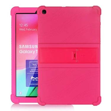 Imagem de LIYONG Capa para tablet Galaxy Tab A 10.1 (2019) T510 Capa protetora de silicone para tablet PC com suporte invisível capas (cor: Rosa vermelho)