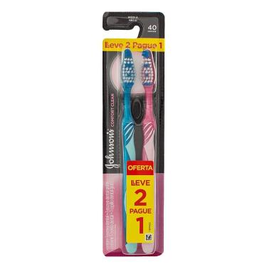 Imagem de Escova Dental Johnson`s Comfort Clean Média Nº40 Cores Sortidas Leve 2 Pague 1
