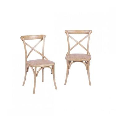 Imagem de Conjunto 2 Cadeiras de Madeira e Assento em Rattan OR Design Madeira