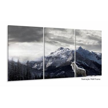 Imagem de Quadro Decorativo O Lobo E A Montanha 3 Peças 120x60