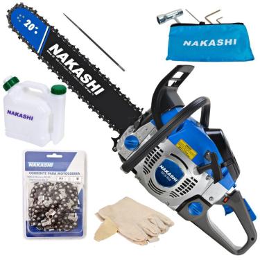Imagem de Motosserra Profissional Nakashi NCS-650 65,1cc 2 Tempos À Combustão Com Sabre de 20 Polegadas, Válvula de Descompressão e Carcaça de Magnésio