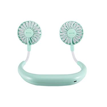 Imagem de Ventilador USB Mini USB Desktop Fan Design de pescoço Pendure Escritório Ventilador pessoal Ventilador Portátil de Verão, Verde