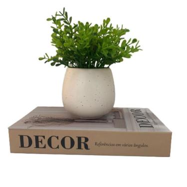 Imagem de Livro decorativo `Decor` e vaso granilite de cerâmica