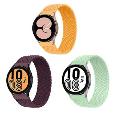 Imagem de ALMNVO 3 pacotes 22mm elástica Solo Loop Nylon Pulseiras para Samsung Galaxy Watch Band 46mm/3 45mm/Gear S3 Classic/S3 Frontier Bandas,Trançada Replacement Sport Wristbands,22mm-L