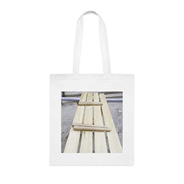 Imagem de Bolsa de Xilofone de Madeira Artesanal, Presente Engraçado, Bolsa de Ombro, Sacos Reutilizáveis, Cesta de Aniversário de Natal Ideia de Presente, Branco