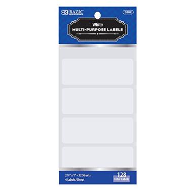 Imagem de Etiqueta multiuso branca BAZIC 6 cm x 2,5 cm (pacote com 128) (caixa com 24)