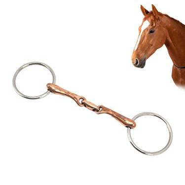 Imagem de Snaffle de boca de cavalo de 135 mm, anel de aço inoxidável articulado de cobre anel solto Snaffle, boca articulada oca para suprimentos de equitação