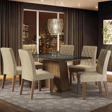 Imagem de Conjunto Sala de Jantar Mesa Tampo de Vidro 6 Cadeiras Rustic/preto/imperial Stéfani Madesa