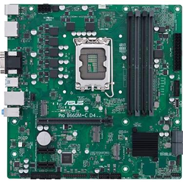 Imagem de Placa-mãe comercial ASUS Pro B660M-C D4-CSM LGA 1700 (Intel 12th Gen) Micro-ATX (slots PCIe 4.0, DDR4,2xM.2, frontal USB 3.2 Type-C, TPM 2.0 IC onboard, Mono-Out Header (com Amp) IC), Cabeçalho SMBUS, ACCE)