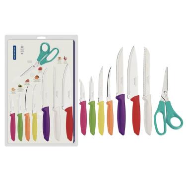 Imagem de Jogo de Facas Tramontina Plenus com Lâminas em Aço Inox e Cabos de Polipropileno Colorido 8 Peças