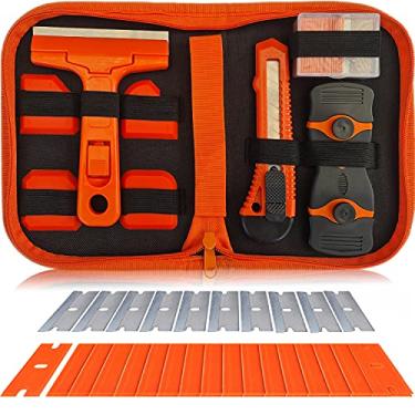 Imagem de Ferramentas de calafetagem e raspador, removedor de lâmina de barbear, conjunto de 34 peças - lâminas de plástico e aço inoxidável para remoção de adesivos, selagem, aplicação de papel de parede, decapagem, adesivos, silicone e mais da MEBTOOLS