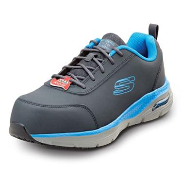 Imagem de Skechers Work Arch Fit Beau, Men's, Navy/Light Blue, Athletic Style, Alloy Toe, EH, MaxTrax Slip Resistant, Work Shoe (9.0 M)