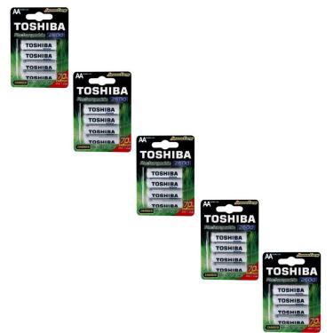 Imagem de Kit 20 Pilhas Recarregáveis AA Toshiba TNH6GAE 1,2v 2600mAh (5 cartelas com 4 UND)