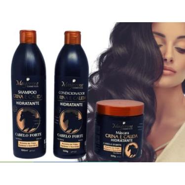 Imagem de Kit Capilar Crina e Cauda Estimula o Crescimento dos Fios - Maycrene 500ml - (Shampoo, Condicionador e Máscara)